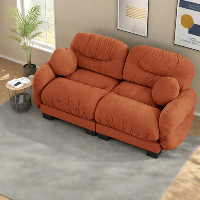 Canapés confortables à compression en chenille, 2 places plissées modernes pour la maison