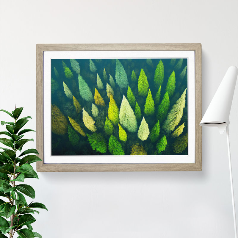 Pine Forest Tree Tops 1 Piece Single Picture Frame Wall Art, 25cm H x 34cm W x 2cm D, Oak Framed
