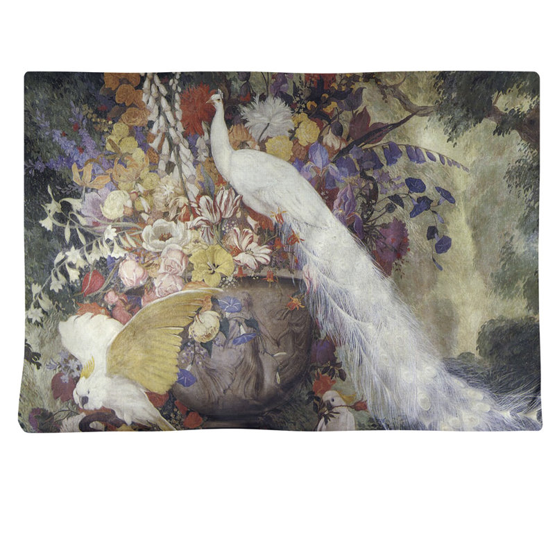 Récapitulatif 18" blanc peacock Jessie Arms Botke, Blanc, Sergé de coton