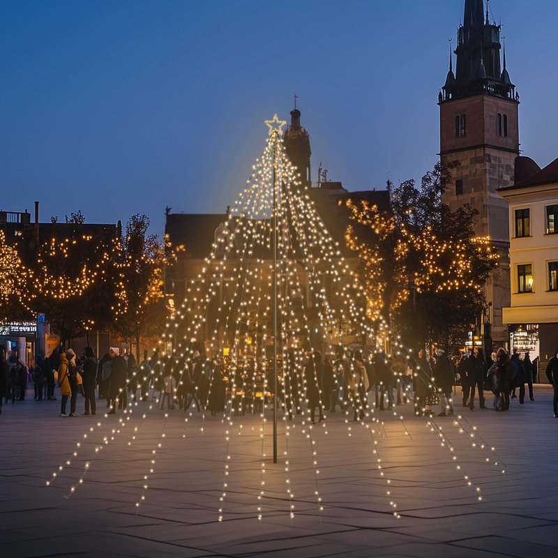 Décoration de camping pour arbre de Noël à DEL 4840 blanc chaud Yescom sur mât de drapeau existant (poteau exclu)