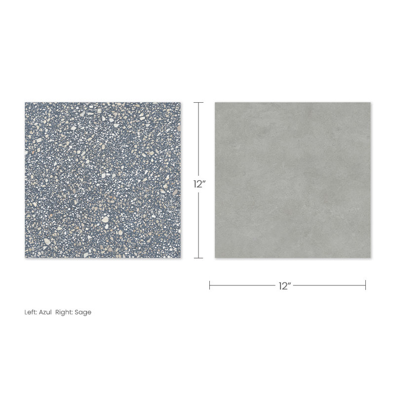 Lithos 12X12 Checkerboard Azul And Sage, Azul/Sage