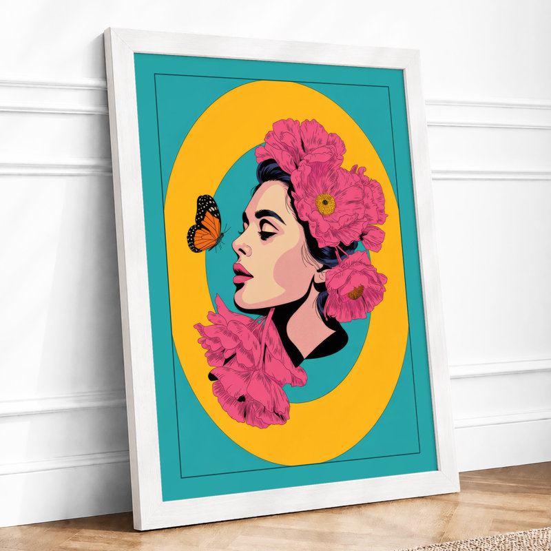 Woman in Bloom Modern - Framed Print, A4 - 29.7 x 21.0 cm, White