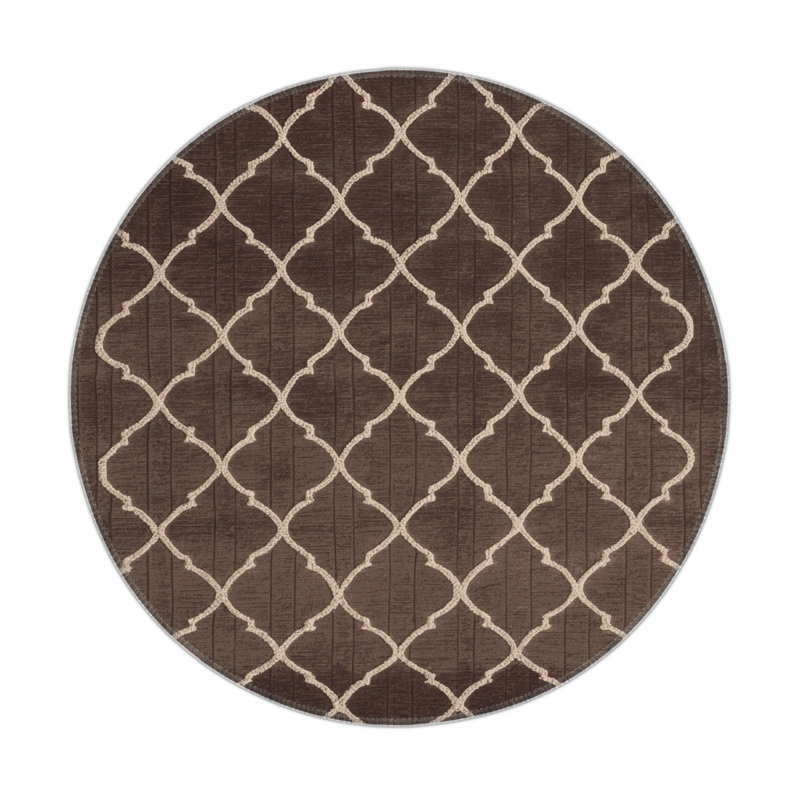 Tapis brun intérieur et extérieur Trellis, Rond 5 pi