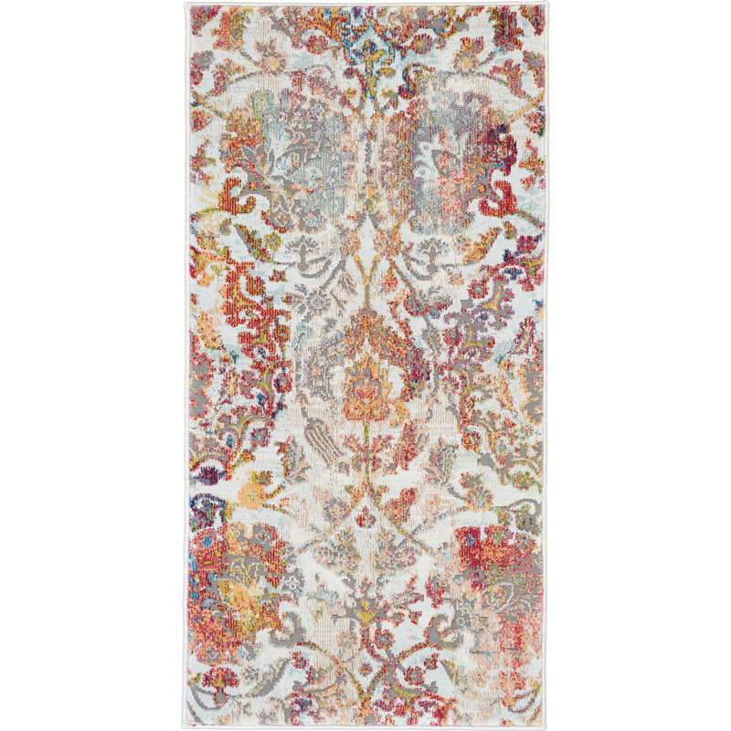Holbeach Damask Area Rug, Rectangle 61 x 122cm