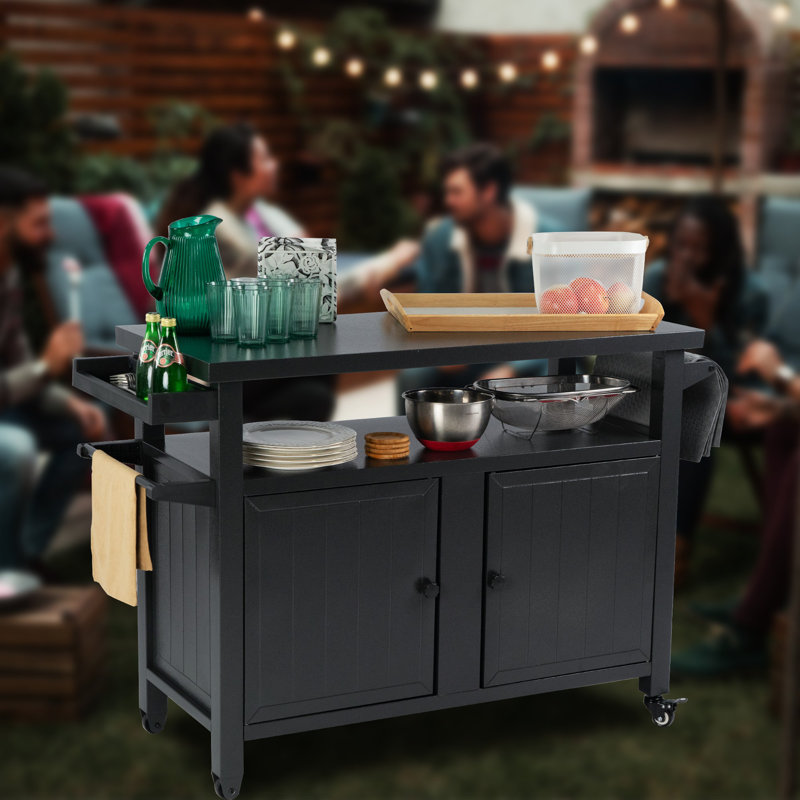  BBQ Grill Storage Cart/Bin, Grill Carts Outdoor Storage Cabinet With Wheels 51.67''Lx20.31''Wx35.51''H(4 Wheels)