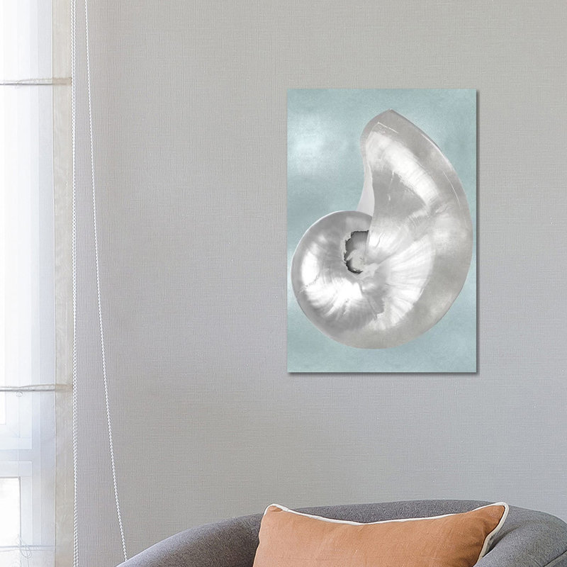 Silver Shell on Aqua Blue I 1 Piece Wrapped Canvas Wall Art, 66.04 cm H x 45.72 cm W x 3.175 cm D