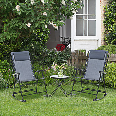 Ensemble de chaises berçantes d'extérieur 3 pièces