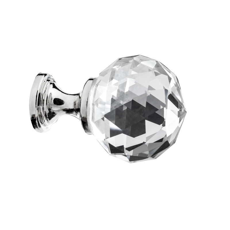 Poignée ronde en verre nickel poli 1-1 / 8 po Chloe, Nickel poli
