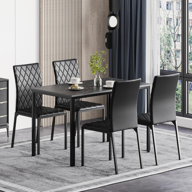 4 - Person Dining Set, Grey, Black
