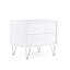 Table blanche avec 2 tiroirs et cadre en bois, pieds en métal rectangulaires blancs,