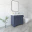 Meuble-lavabo autoportant 36 po Anvay en bleu marine avec plateau en quartz de Carrare blanc-1302708634
