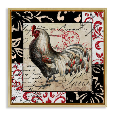 Poule avec art mural rétro encadré flottant par Sasha