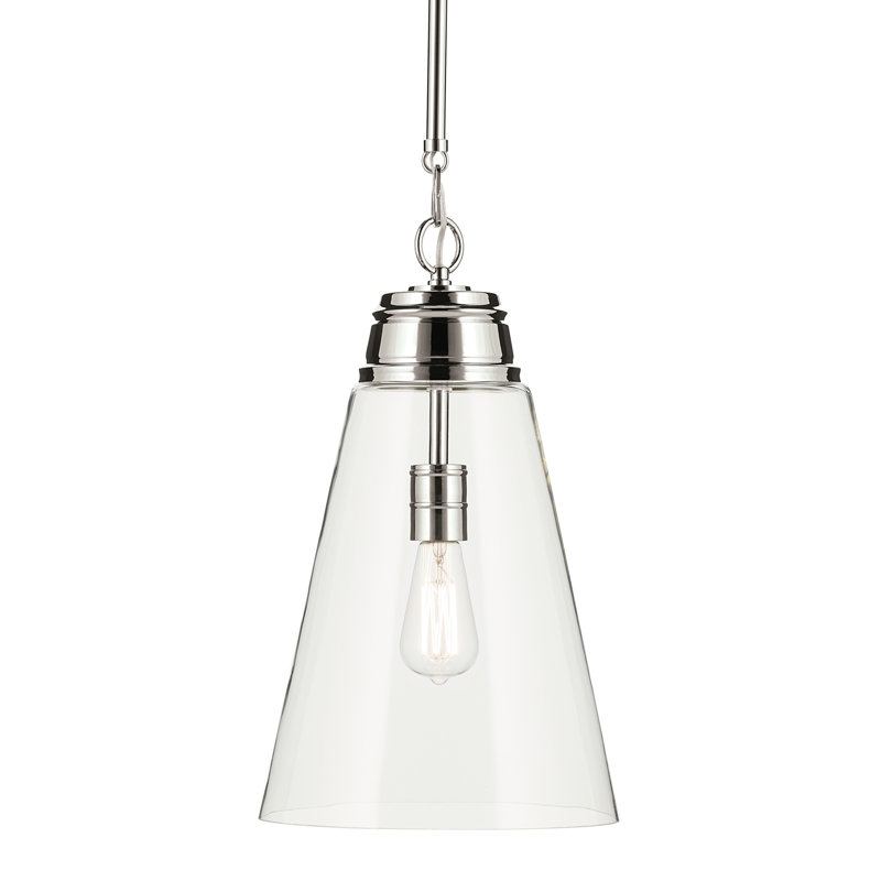 Luminaire suspendu moyen 1 lumière Marsailli avec verre transparent Marsailli, H 19 po x l 11,5 po x P 11,5 po, Clair