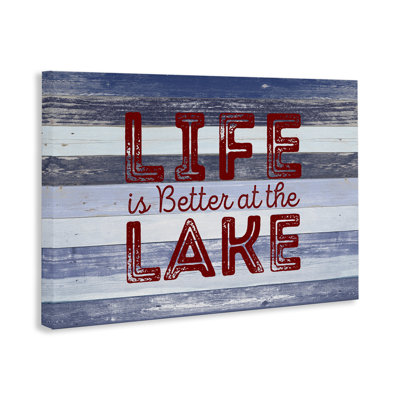 Life At Lake Striped Canvas Wall Art by Sd Graphics Studio