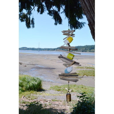Cloche de poisson en bois flottant triple