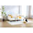 Elena Twin Size Beige Velvet Upholstered Daybed, Ribbed Tufted Backrest