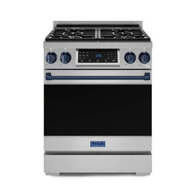 Gordon Ramsay by THOR Kitchen 30 Inch Professional Gas Range with Tilt Panel Touch Control in Stainless Steel/Navy Blue