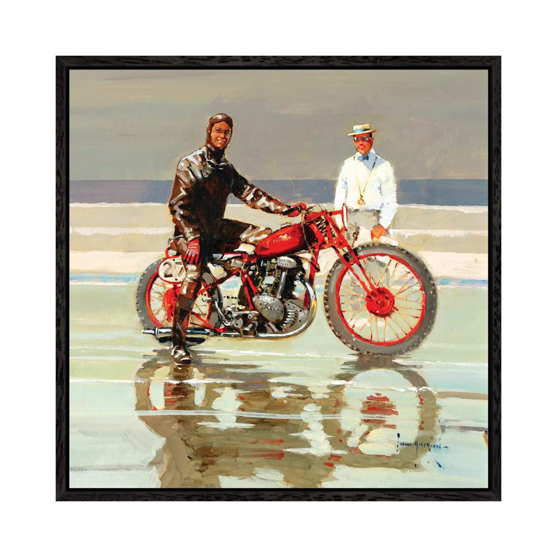 The Sandracer 1 Piece Painting on Canvas, 45.72 cm H x 45.72 cm W, Black Framed