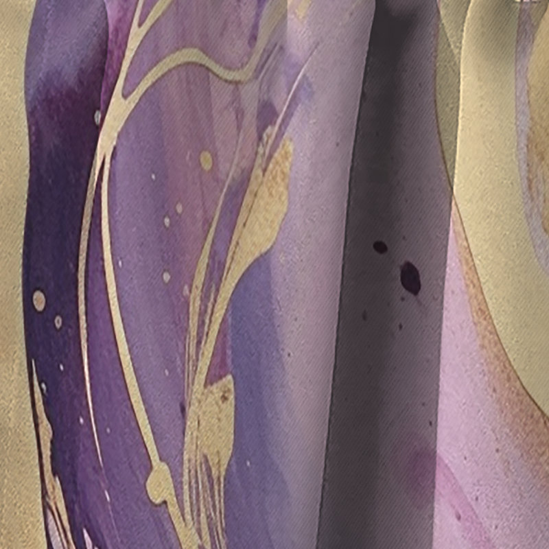 Rideau abstrait occultant mauve et doré I - Fractals Fractals - 1 panneau, L 52 po x L 90 po