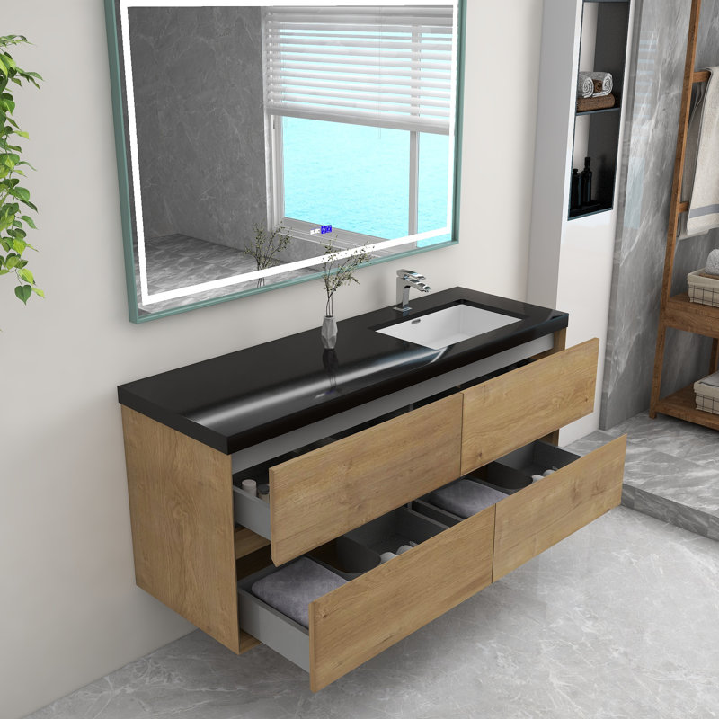 Ensemble de meuble-lavabo simple 60 po Smajo, Chêne blanc