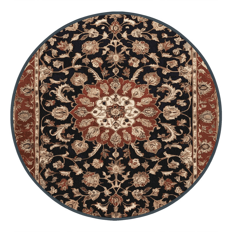 Tapis brun lavable à la machine, Rond 4 pi