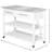Kitchen Island With Stainless Steel Top, Open Shelves, Drawers, Gray