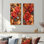 Pivoines rouges parmi les feuilles d'automne I - Floral, art mural surdimensionné en métal 2 pièces