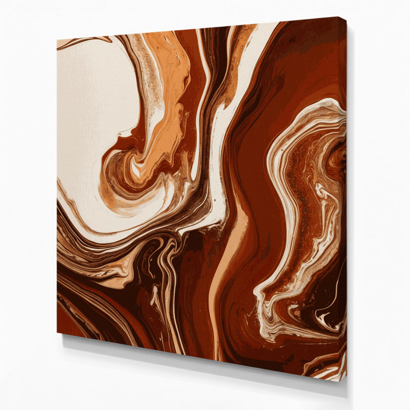 Abstrait art fluide sur toile brune 55, H 16 po x l 16 po