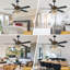 Ventilateur de plafond de 52 pouces en cristal avec ensemble d'éclairage et télécommande, ventilateur de plafond moderne à moteur à courant continu réversible à 6 vitesses-1475050599