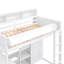 Lit mezzanine simple en bois avec plusieurs tablettes de rangement et garde-robe, blanc