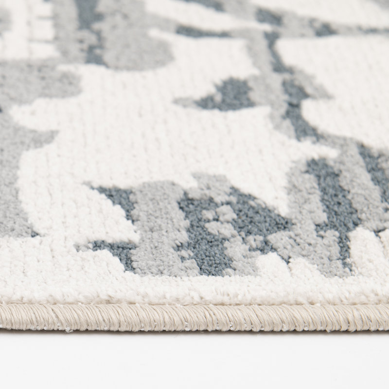 Bungalow Rose Macfarlane Blue/White Abstract Flower Indoor Polypropylene/Polyester Area Rug, Rectangle 7'10" x 9'10"