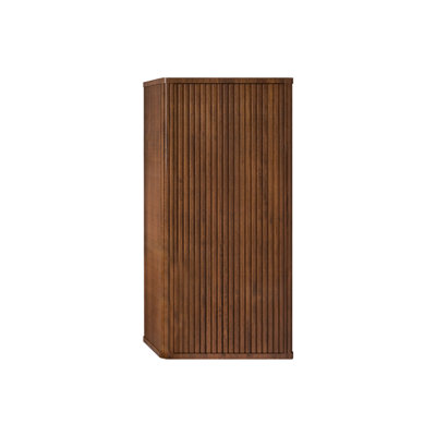 Bathroom Cabinet Unit, Striped Walnut Pattern, Push-Open Mechanism, Shelved Inside For Storage, Safe Curvy Shape, Engineered Wood Product Wall Style, Entrance, Interior Build, Material