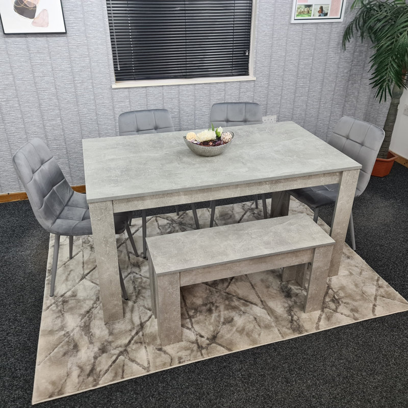 Pinkley 6 - Person Dining Set, Grey, 75cm H x 117cm W x 77cm D