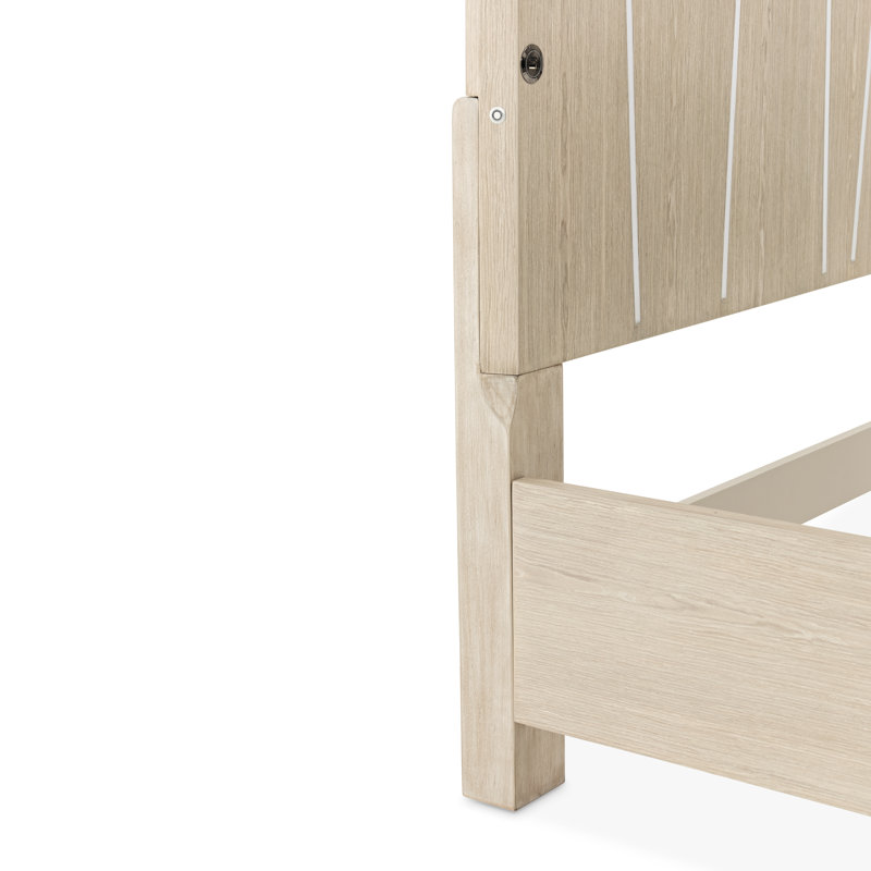 Lotus Bay Panel Bed With LED Lights - Sand, Queen