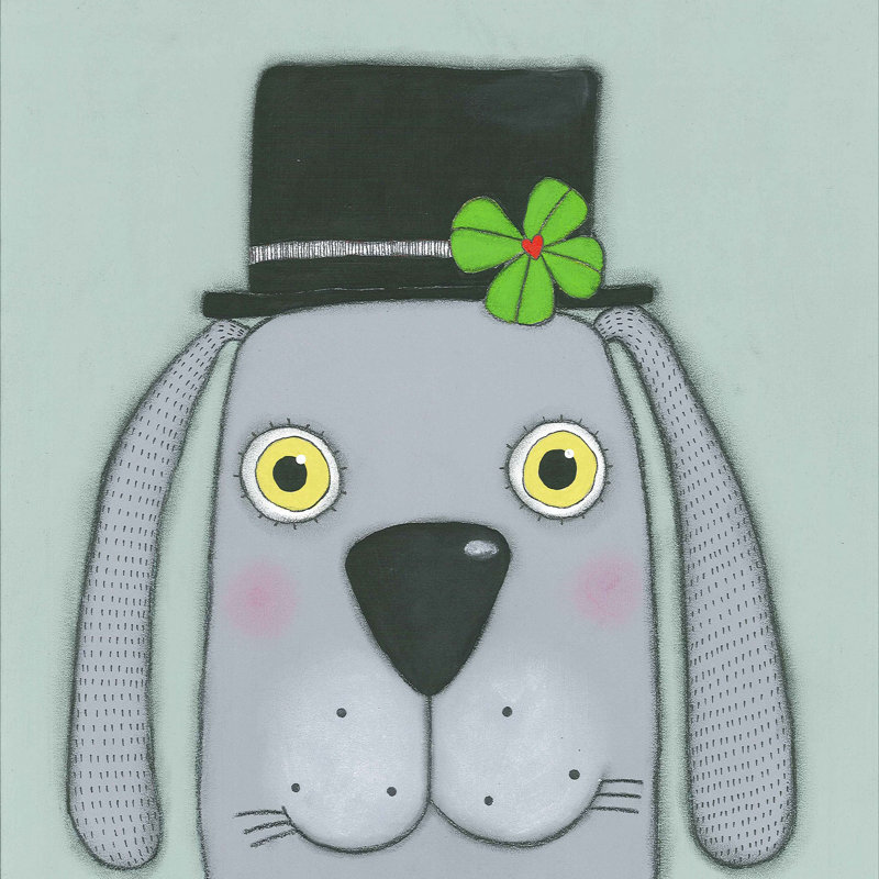 «Dog with a Clover», reproduction sur toile tendue, H 32 po x l 32 po x P 1,5 po