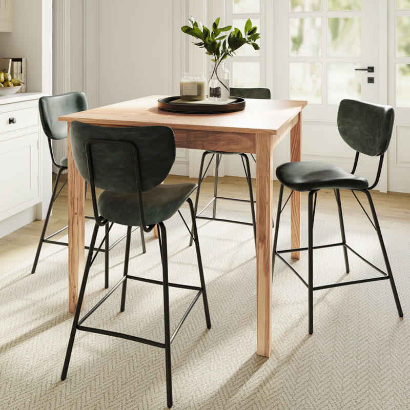 Marylynn 4 - Person Solid Wood Solid Wood Top Four Leg Dining Set, Jade
