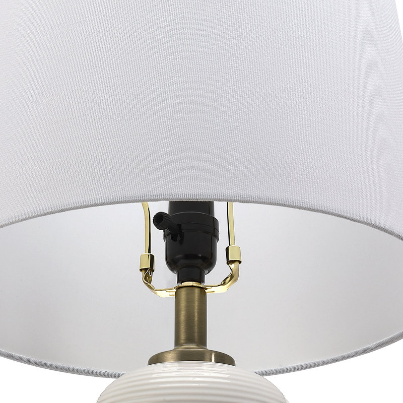 25 po Ensemble de 2 lampes de table en céramique blanches à 3 voies