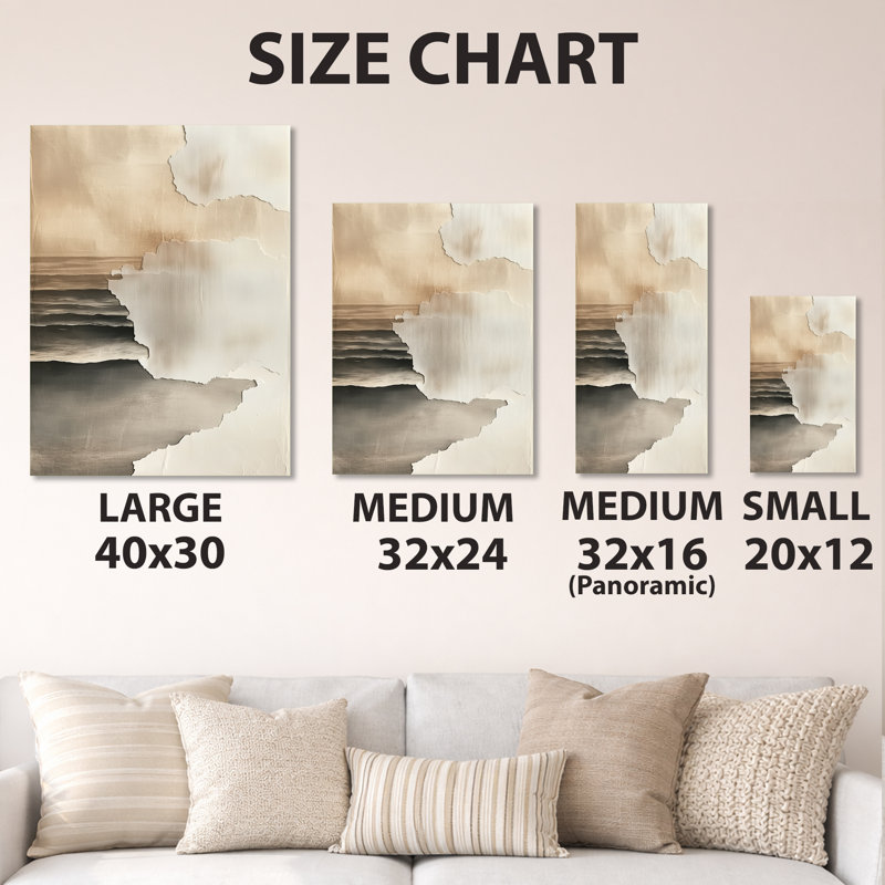 «Calming Costal sand» - art mural moderne abstrait en métal transitionnel, impression moderne sur métal, L 34 po x H 44 po