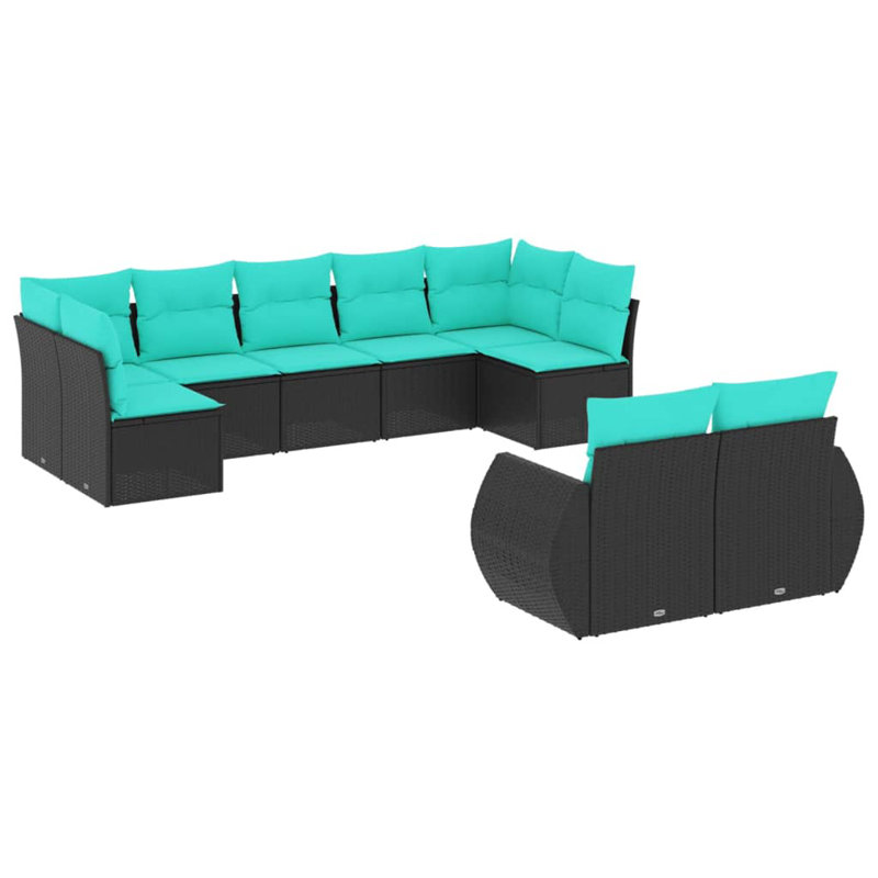 Ensemble de canapé de patio avec coussins 9 pièces Vidaxl