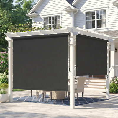Cordless Outdoor Roller Shade,  Assembly Free Patio Sun Shade with Upgraded Fabric for 95% UV Blockout, Weather-Resistant Blinds for Indoor & Outdoor Use