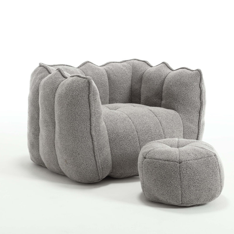 Comfortable Lazy Sofa with Footstool,for Living Room and Bedroom, Coffee Chenille, 26" H x 42.5" W x 33.5" D