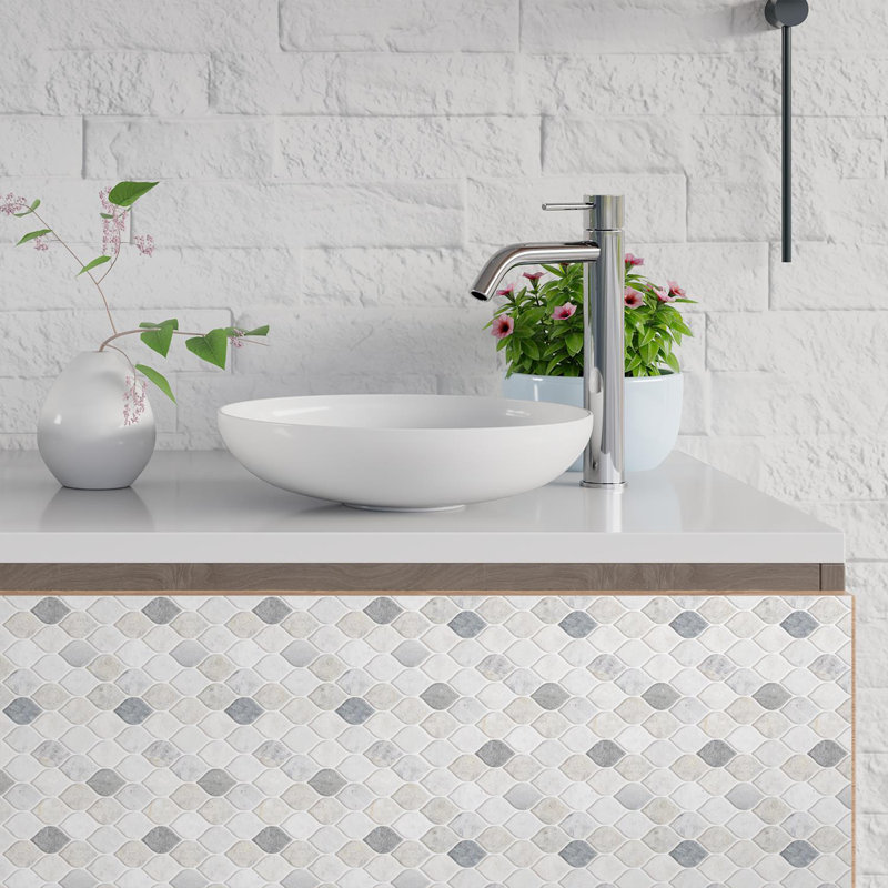 15.5cm W x 30.5cm L Aluminum Peel and Stick Mosaic Tile