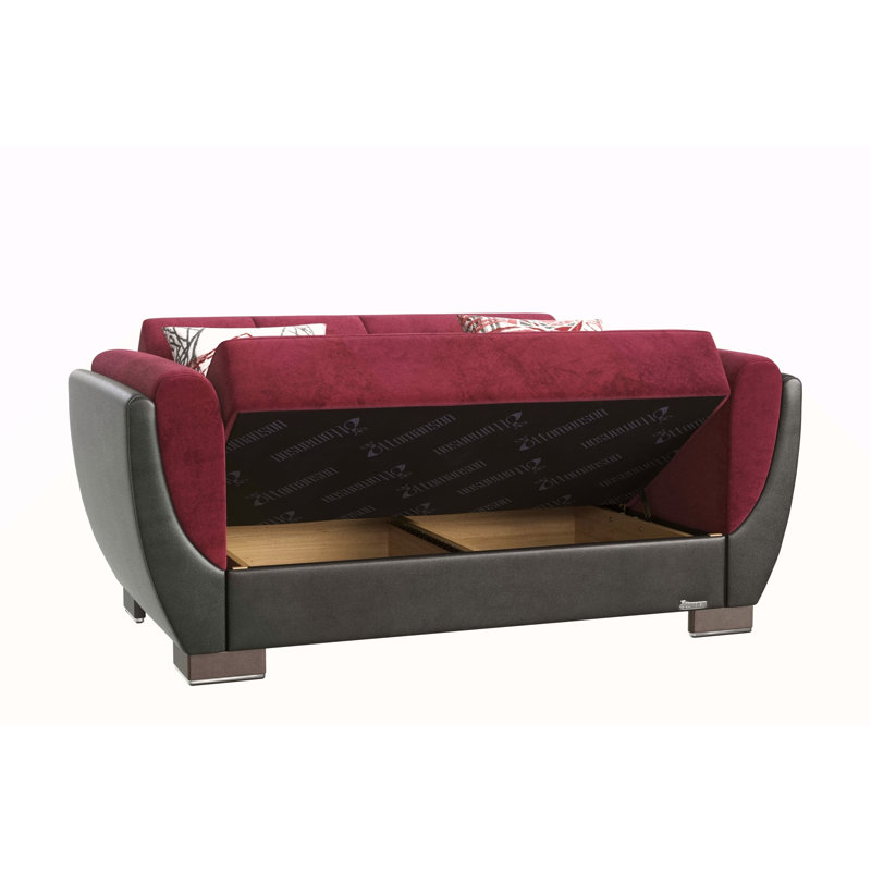 Causeuse convertible Primenest, Noir / tissu bourgogne