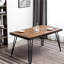 5 Tables de salle à manger: table rustique en pin foncé, 4 chaises, Collection de sièges: base en métal