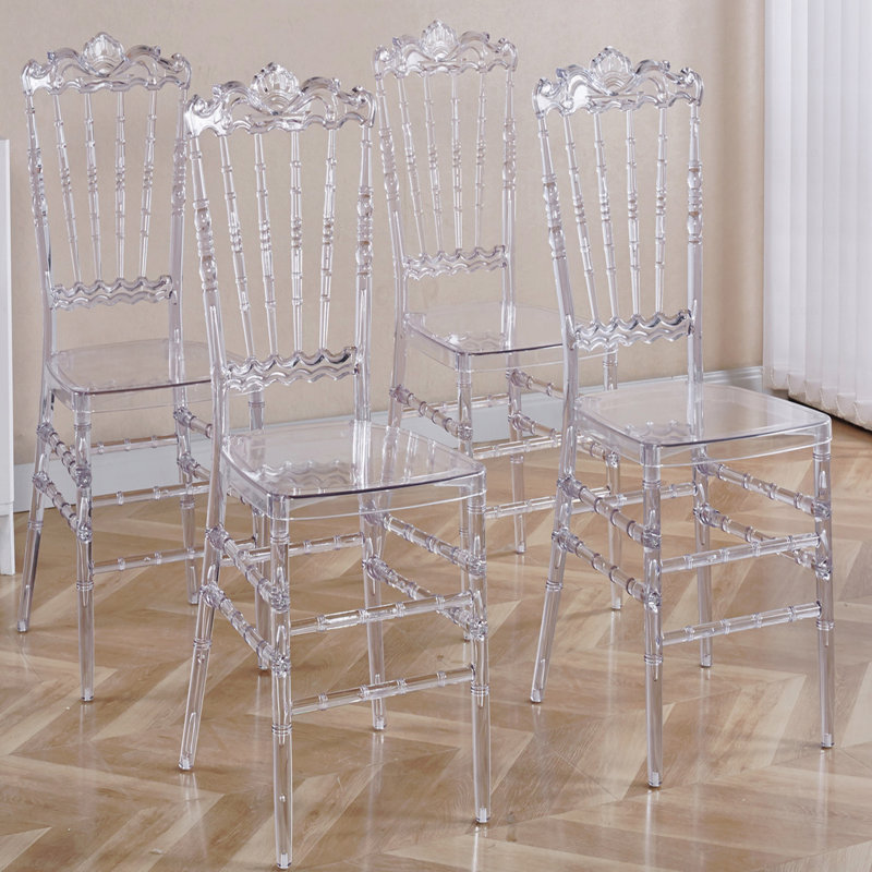 Chaise d'appoint de mariage, ensemble de salle à manger de base, ensemble de 4, siège en plastique