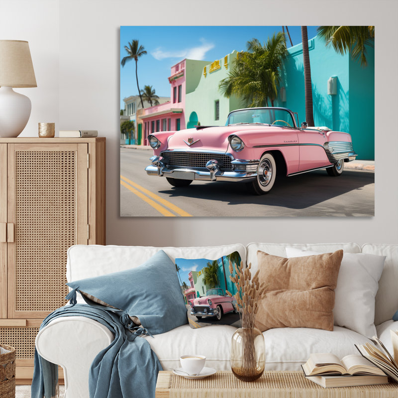 «Miami Miami Cadillac II», art mural sur toile Miami, H 16 po x l 32 po x P 1 po, Toile tendue