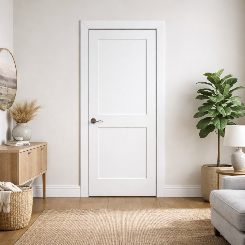 Dalle de porte intérieure en bois massif apprêté 2 panneaux Shaker, 36 po x 80 po, Gauche