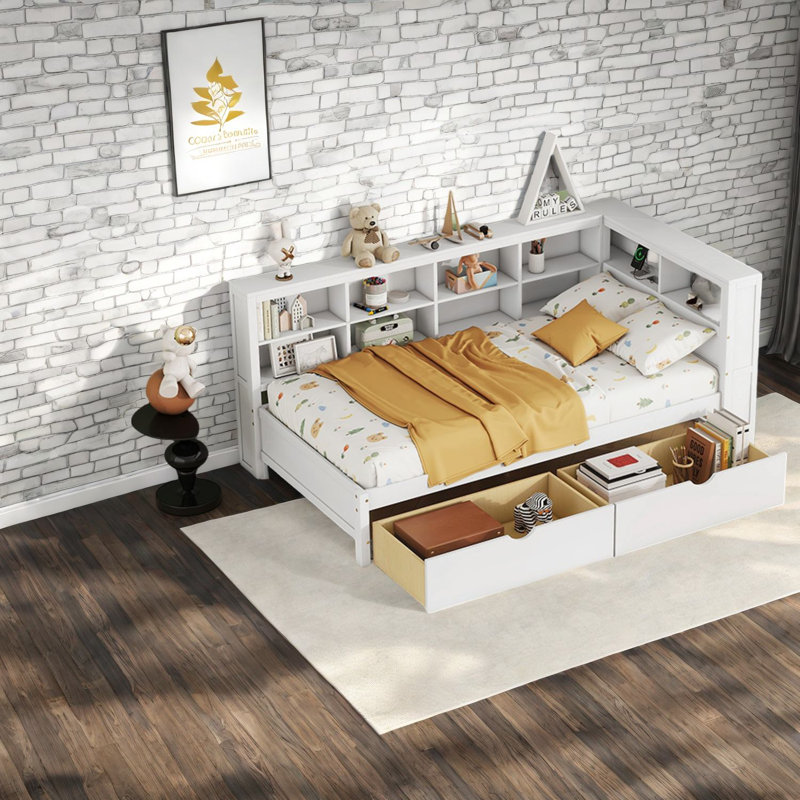 Lit de jour simple en bois peu encombrant avec ports USB, style moderne pour la maison