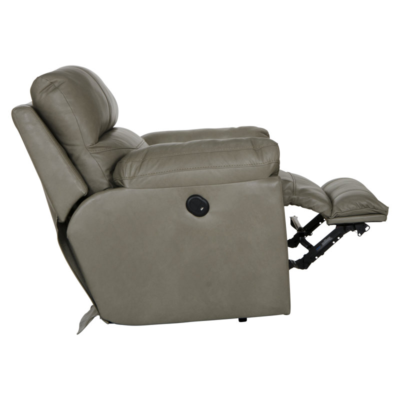 Fauteuil inclinable standard en cuir Alonii, Cuir beige assorti, Électrique