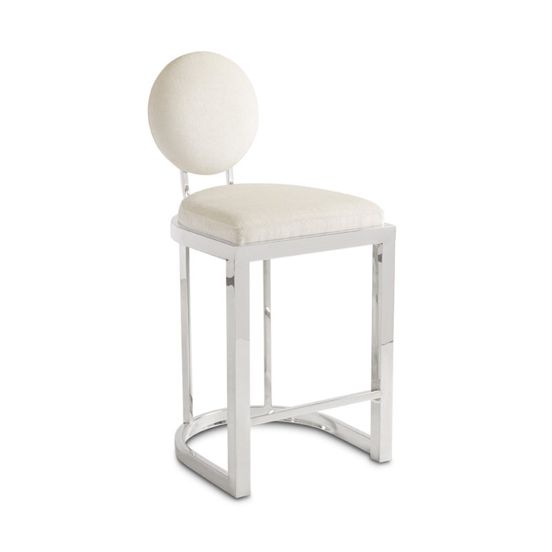 Tabouret de comptoir 25 po Jacqueline, Argent, Mélange de polyester - ivoire